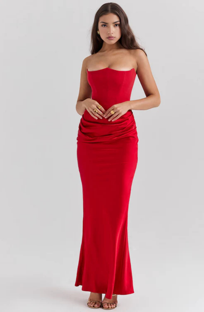 Soraya – Off-Shoulder Maxi Dress | Draped Evening Gown