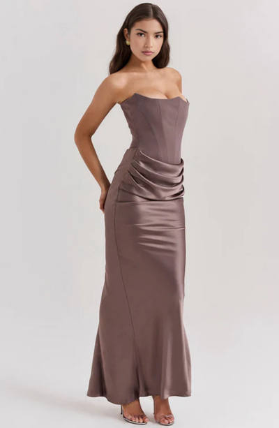 Soraya – Off-Shoulder Maxi Dress | Draped Evening Gown