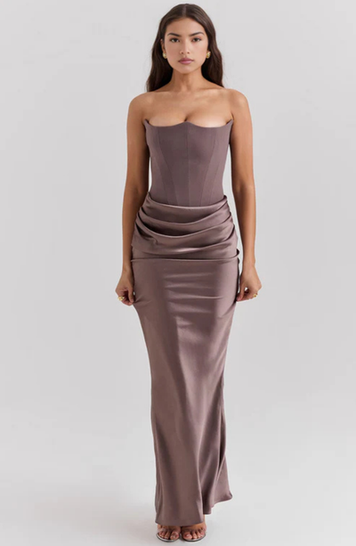 Soraya – Off-Shoulder Maxi Dress | Draped Evening Gown