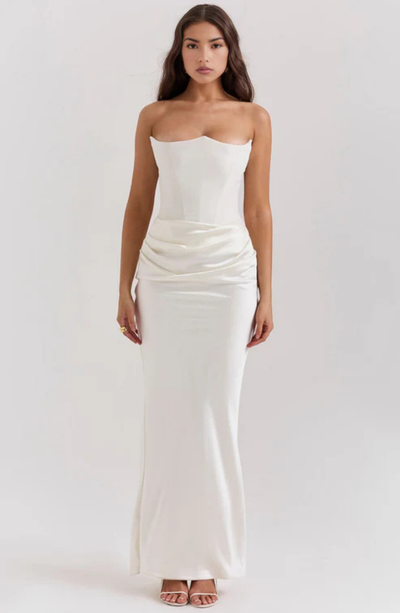 Soraya – Off-Shoulder Maxi Dress | Draped Evening Gown