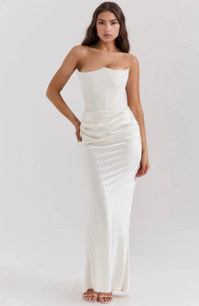 Soraya – Off-Shoulder Maxi Dress | Draped Evening Gown