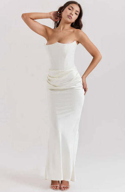 Soraya – Off-Shoulder Maxi Dress | Draped Evening Gown