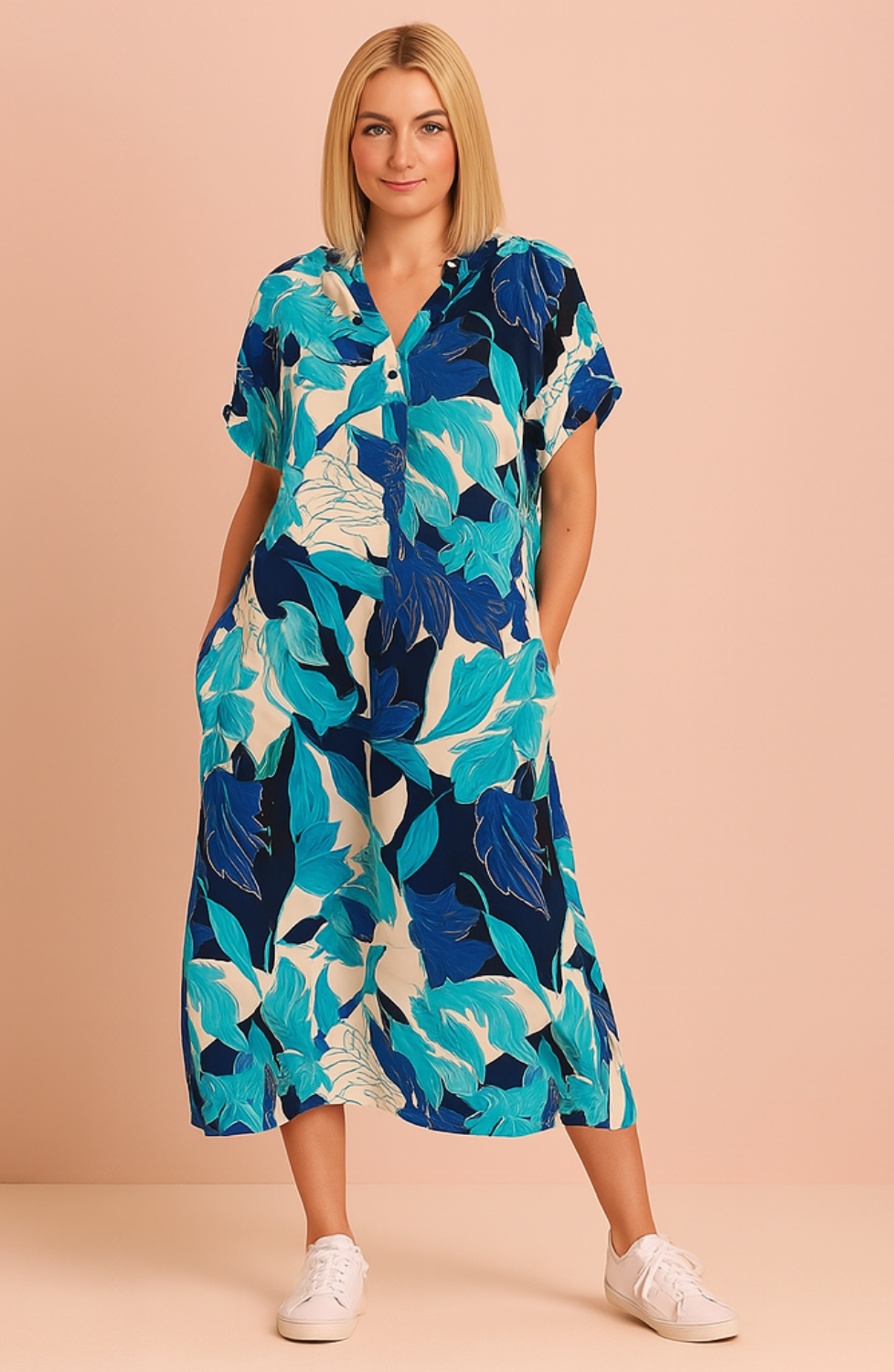 Marilena – Romantic Floral Midi Dress with Flowy Fit