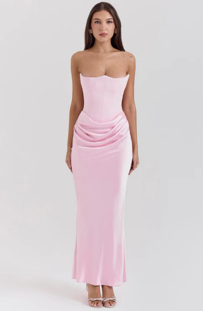 Soraya – Off-Shoulder Maxi Dress | Draped Evening Gown