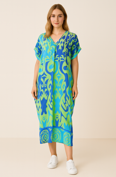 Marilena – Romantic Floral Midi Dress with Flowy Fit