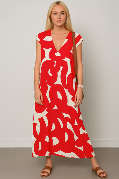 Célina – Lightweight V-Neck Dress with Elegant Print