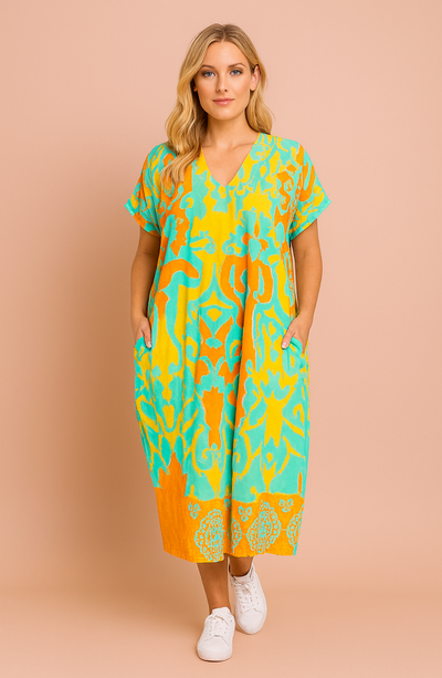 Marilena – Romantic Floral Midi Dress with Flowy Fit