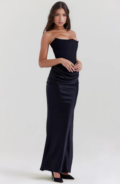 Soraya – Off-Shoulder Maxi Dress | Draped Evening Gown