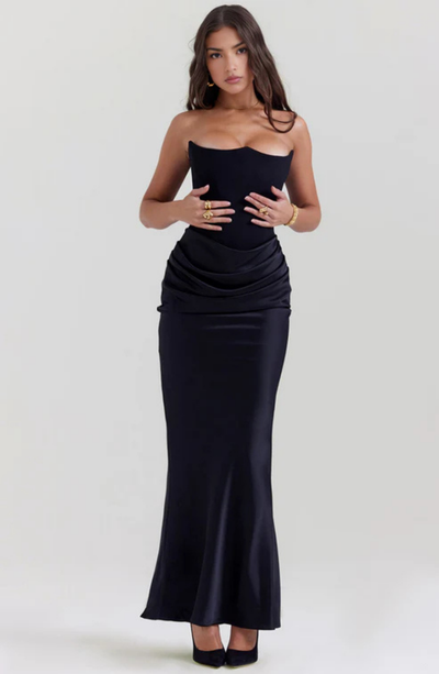 Soraya – Off-Shoulder Maxi Dress | Draped Evening Gown