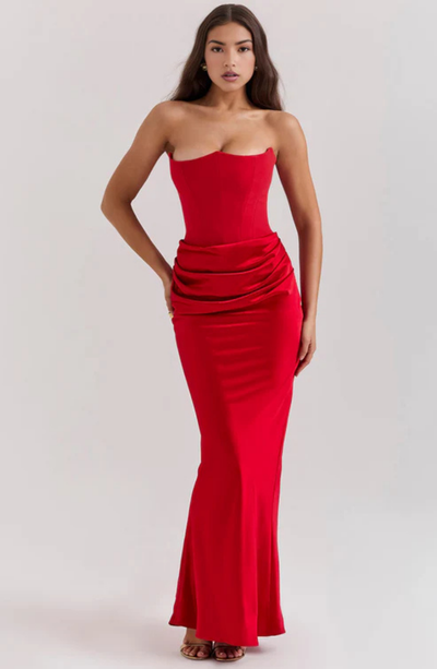 Soraya – Off-Shoulder Maxi Dress | Draped Evening Gown