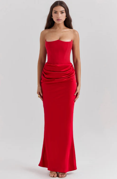Soraya – Off-Shoulder Maxi Dress | Draped Evening Gown