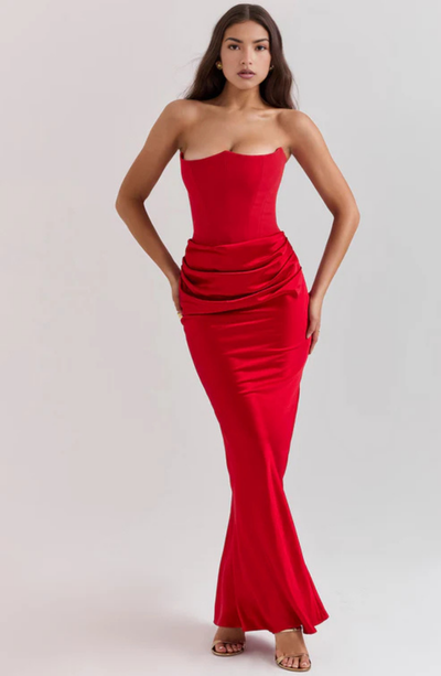 Soraya – Off-Shoulder Maxi Dress | Draped Evening Gown