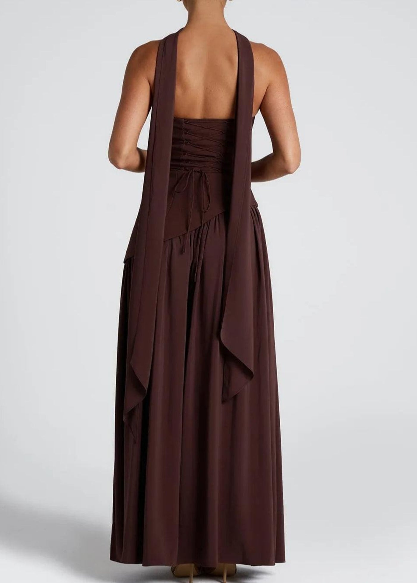Felina | Strapless Plum Maxi Dress with High Slit & Bow Detail