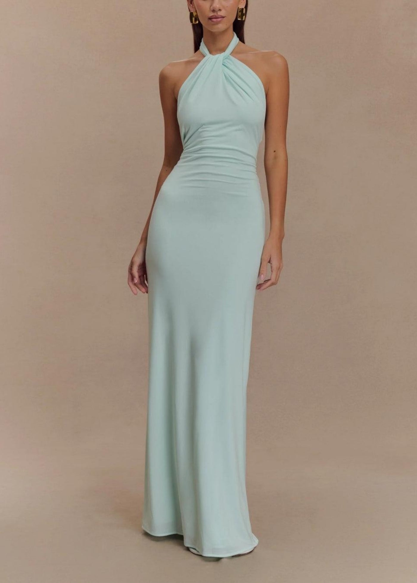 Bianca - Navy Halter Neck Slinky Maxi Dress – Sculpting & Elegant