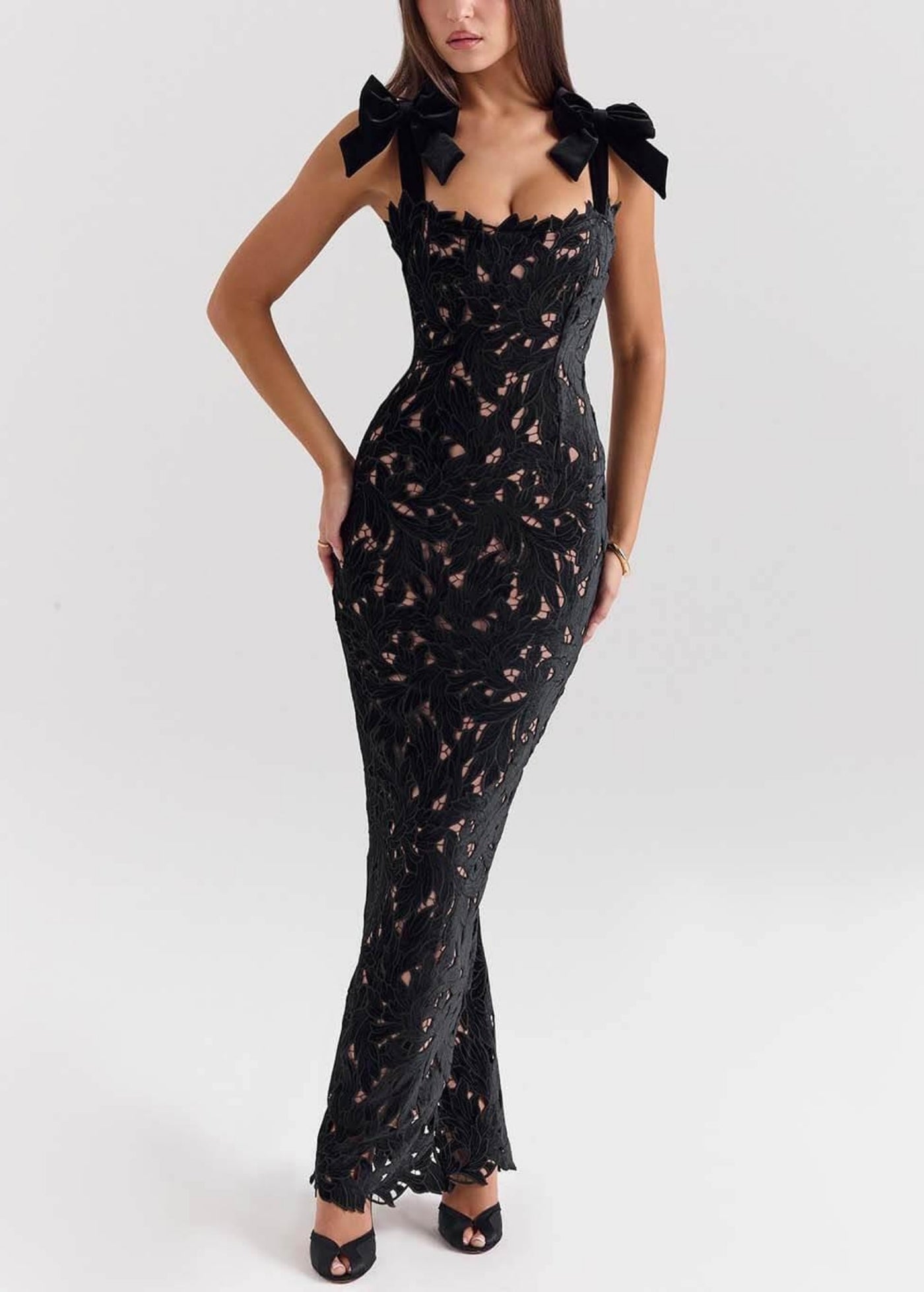 Felice - Elegant Festive Maxi Dress with Bow Strap Detail